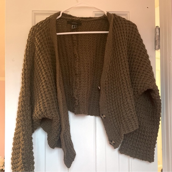 Forever21 Cropped Green Cardigan - Picture 1 of 5